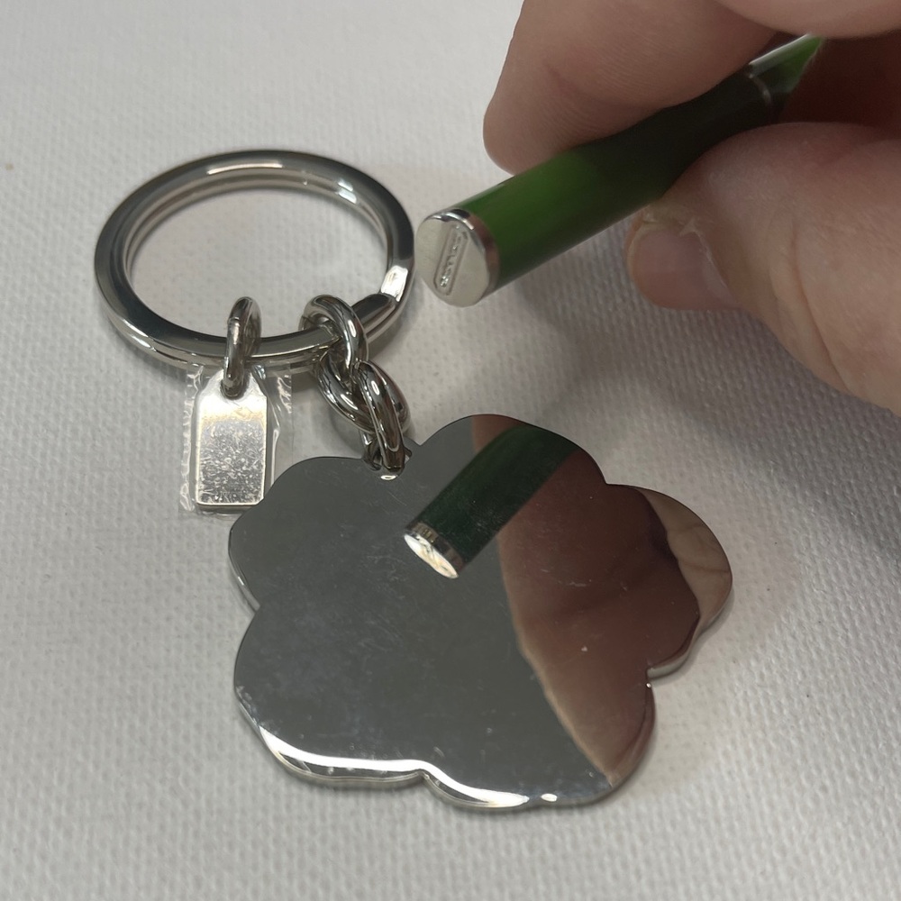 Green and Blue Floral Keychain by Coach and a Green Coach Pen - Picture 4 of 5